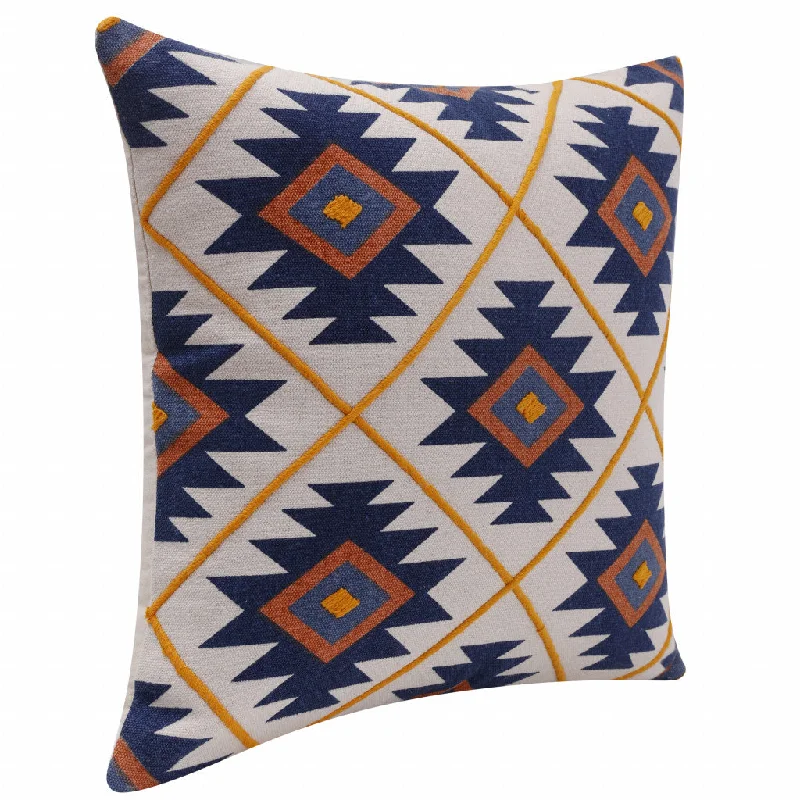 Square Pillows for Modern Home DecorBolster Pillows for Sofa Decoration20" X 20" Blue 100% Cotton Geometric Zippered Pillow Square Pillows for Modern Home DecorBolster Pillows for Sofa Decoration20" X 20" Blue 100% Cotton Geometric Zippered Pillow