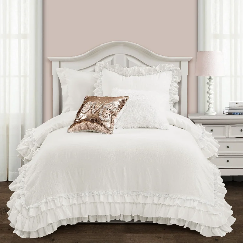 Cotton - filled comforters for a breathable and natural sleep experienceSilver Orchid Gerard Shabby Chic Ruffle Lace Comforter Set Cotton - filled comforters for a breathable and natural sleep experienceSilver Orchid Gerard Shabby Chic Ruffle Lace Comforter Set