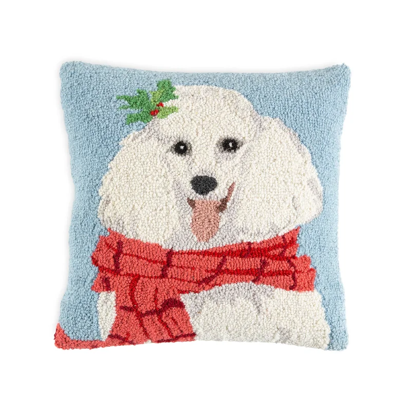 Decorative Pillows for Living Room MakeoverBack Support Pillows for Office ChairsHoliday Poodle with Knit Scarf Hand-Hooked Wool Throw Pillow Decorative Pillows for Living Room MakeoverBack Support Pillows for Office ChairsHoliday Poodle with Knit Scarf Hand-Hooked Wool Throw Pillow
