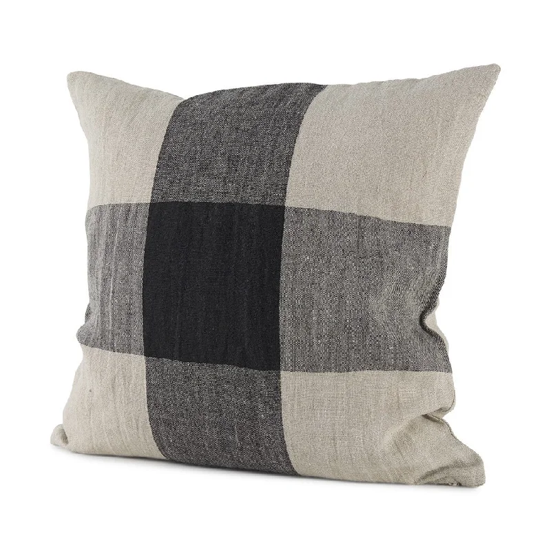 Square Pillows for Modern Home DecorPregnancy Pillows for Expectant MothersBeige And Black Plaid Pattern Throw Pillow Cover