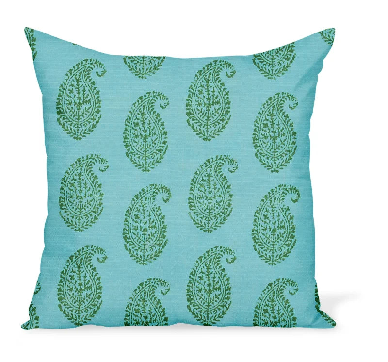 Round Pillows for Boho-Style InteriorsHypoallergenic Pillows for Allergy SufferersPeter Dunham Textiles Outdoor Kashmir Paisley in Blue/Green Pillow Round Pillows for Boho-Style InteriorsHypoallergenic Pillows for Allergy SufferersPeter Dunham Textiles Outdoor Kashmir Paisley in Blue/Green Pillow