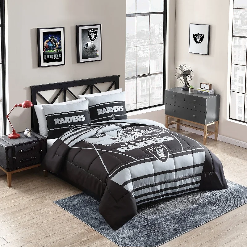 Wool - filled comforters with natural moisture - wicking and temperature - regulating featuresLas Vegas Raiders NFL Licensed "Crosser" Comforter & Sham Set Wool - filled comforters with natural moisture - wicking and temperature - regulating featuresLas Vegas Raiders NFL Licensed "Crosser" Comforter & Sham Set