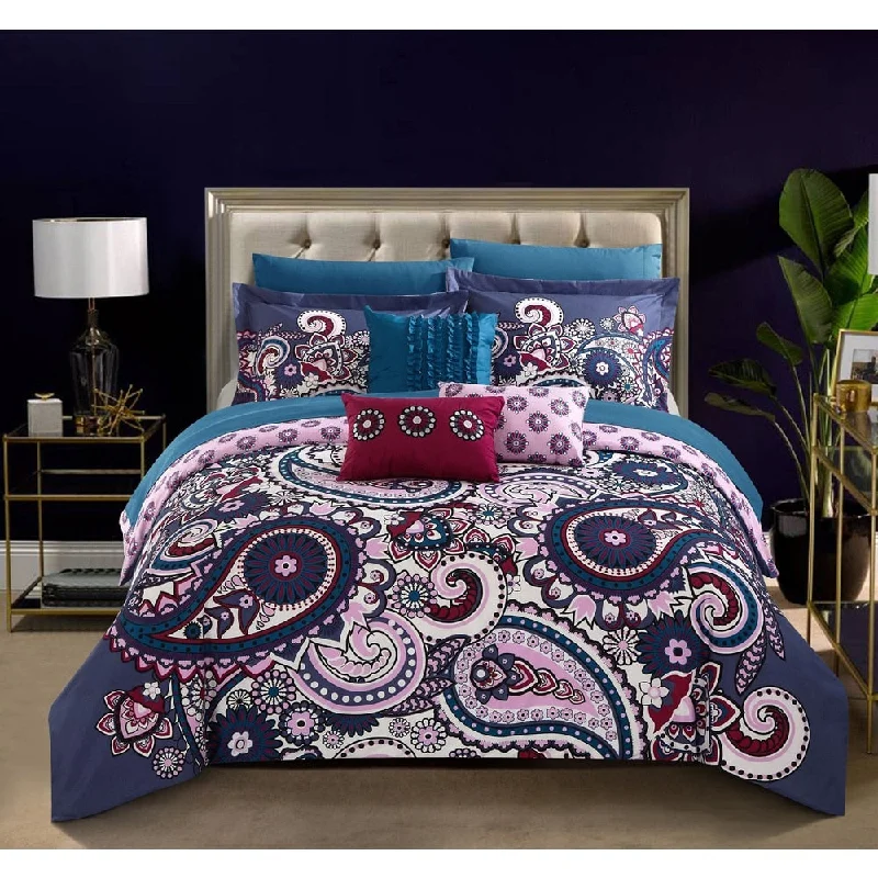 Goose down comforters known for their superior quality and insulationChic Home Taro Purple 10-Piece Reversible Comforter Set Bed in a Bag