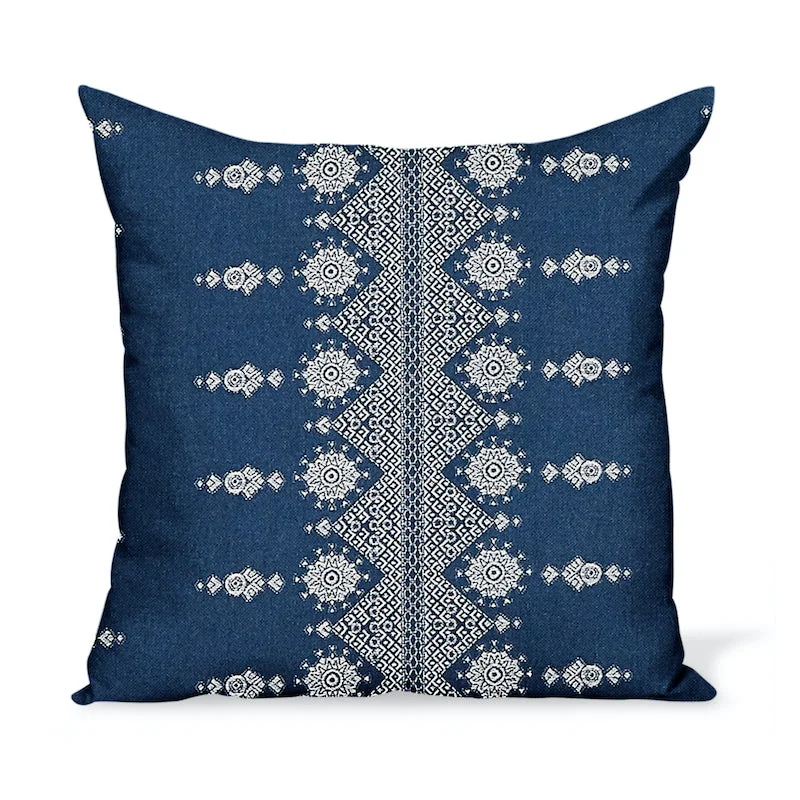 Round Pillows for Boho-Style InteriorsHypoallergenic Pillows for Allergy SufferersPeter Dunham Textiles Outdoor Carmania in White on Indigo Pillow Round Pillows for Boho-Style InteriorsHypoallergenic Pillows for Allergy SufferersPeter Dunham Textiles Outdoor Carmania in White on Indigo Pillow