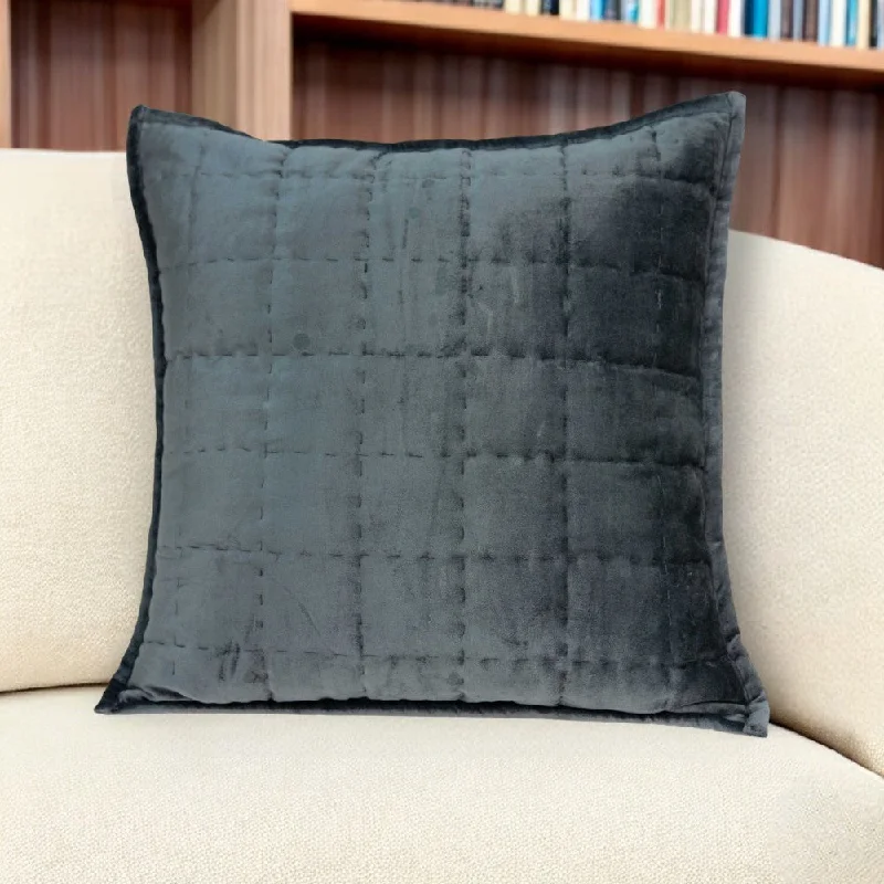 Bolster Pillows for Sofa DecorationBolster Pillows for Sofa Decoration20" X 7" X 20" Transitional Charcoal Solid Quilted Pillow Cover With Poly Insert
