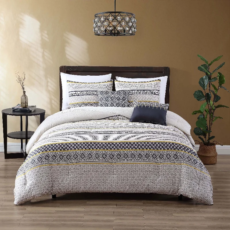 Down - filled comforters for supreme warmth and lightnessBebejan Echo White 100% Cotton 5-Piece Reversible Comforter Set Down - filled comforters for supreme warmth and lightnessBebejan Echo White 100% Cotton 5-Piece Reversible Comforter Set