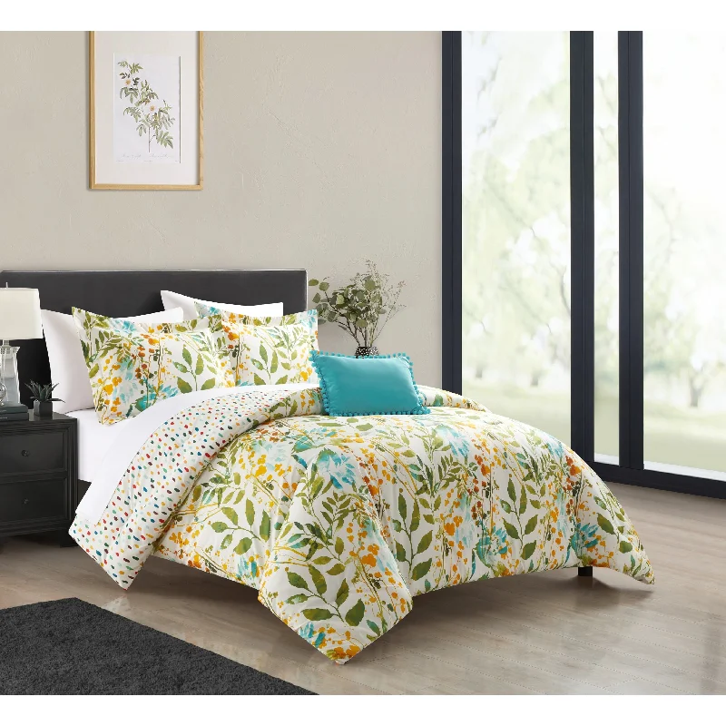 Wool - filled comforters with natural moisture - wicking and temperature - regulating featuresChic Home Baker 4 Piece Hand Painted Multi-Color Floral Comforter Set Wool - filled comforters with natural moisture - wicking and temperature - regulating featuresChic Home Baker 4 Piece Hand Painted Multi-Color Floral Comforter Set
