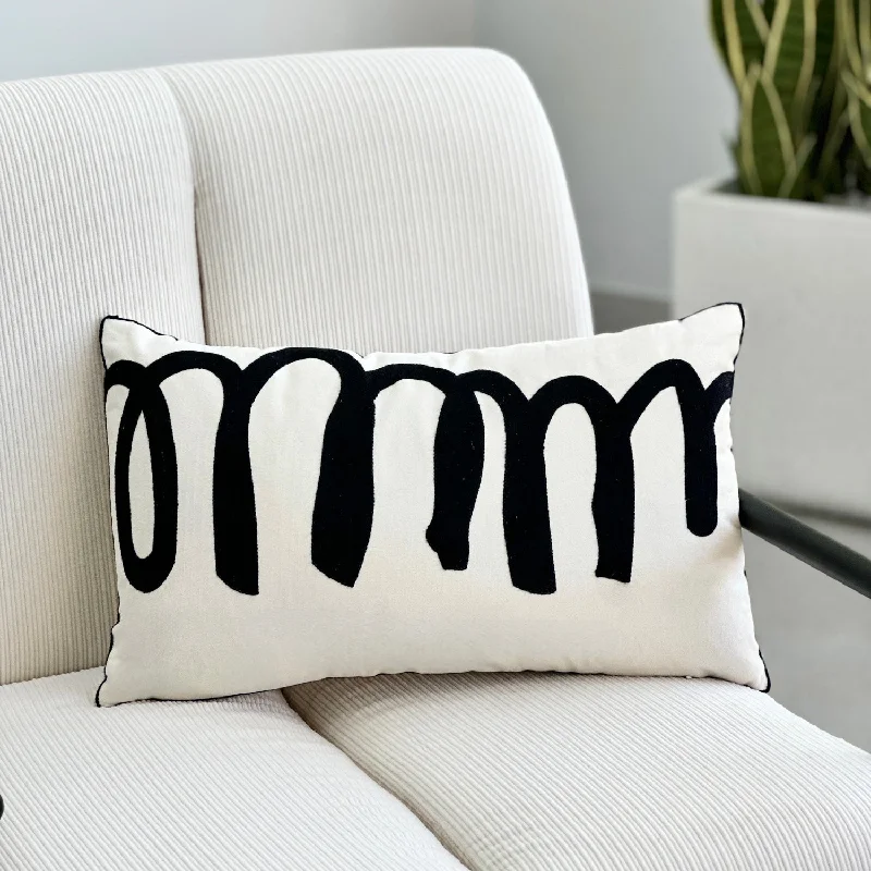 Bolster Pillows for Sofa DecorationKids Pillows with Fun DesignsEmbroidery Scribble Long Pillow Bolster Pillows for Sofa DecorationKids Pillows with Fun DesignsEmbroidery Scribble Long Pillow