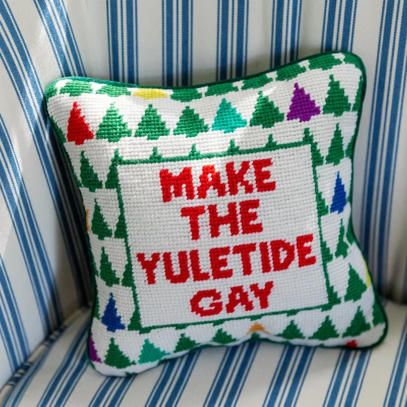 Plush Pillows for a Cozy BedBolster Pillows for Sofa DecorationMake the Yuletide Gay Needlepoint Pillow Plush Pillows for a Cozy BedBolster Pillows for Sofa DecorationMake the Yuletide Gay Needlepoint Pillow