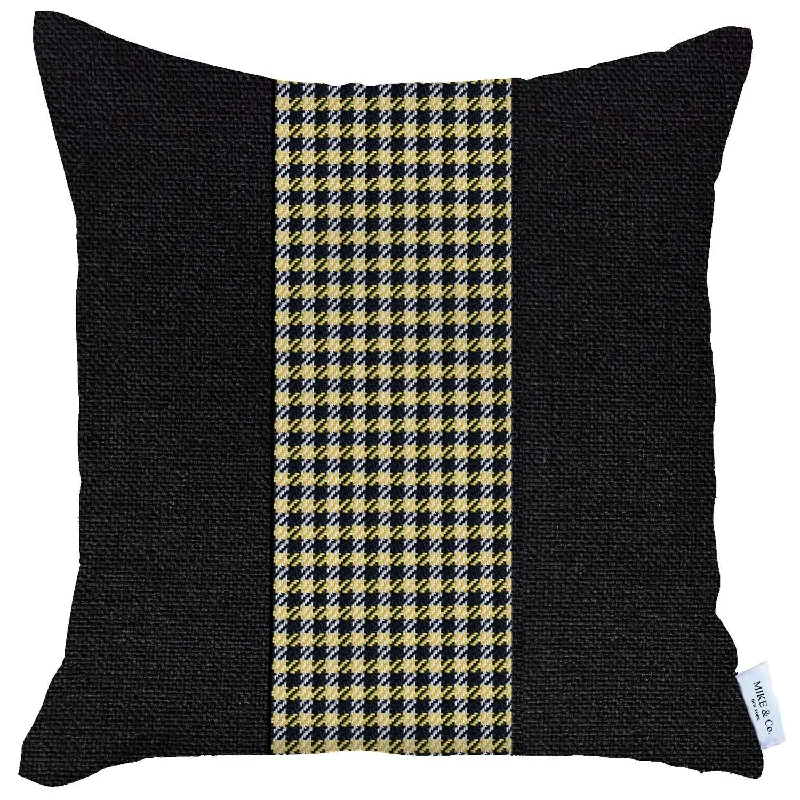 Velvet Pillows for a Touch of EleganceAdjustable Pillows for Customized Comfort18" X 18" Black And Yellow Houndstooth Zippered Handmade Polyester Throw Pillow Cover Velvet Pillows for a Touch of EleganceAdjustable Pillows for Customized Comfort18" X 18" Black And Yellow Houndstooth Zippered Handmade Polyester Throw Pillow Cover