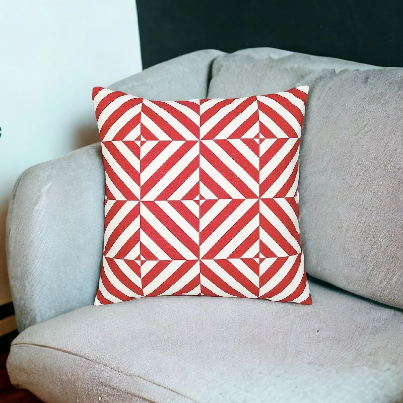 Back Support Pillows for Office ChairsTravel Pillows for Long Journeys18" Red and White Geometric Throw Pillow Cover Back Support Pillows for Office ChairsTravel Pillows for Long Journeys18" Red and White Geometric Throw Pillow Cover