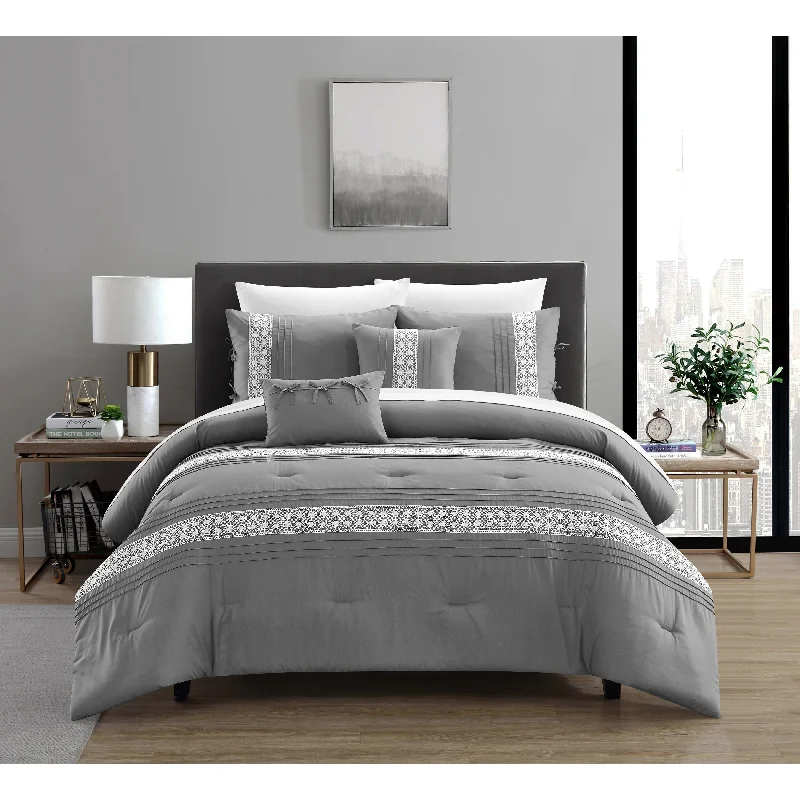 King - size comforters to fit large king - sized beds perfectlyChic Home Brye 5 Piece Pleated Embroidered Design Comforter Set King - size comforters to fit large king - sized beds perfectlyChic Home Brye 5 Piece Pleated Embroidered Design Comforter Set