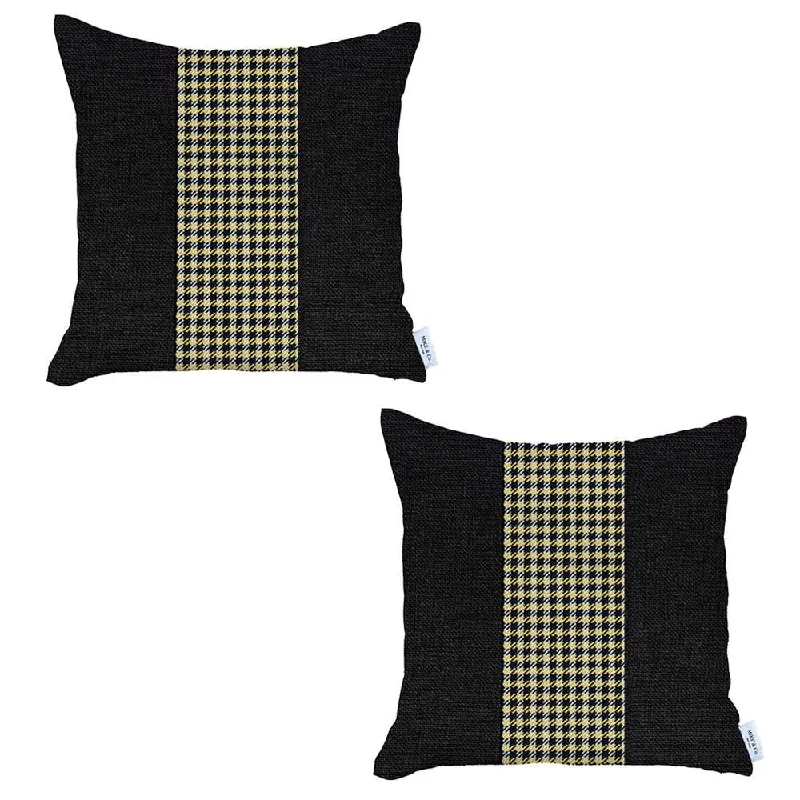 Feather Pillows for a Luxurious SleepPregnancy Pillows for Expectant MothersSet Of 2 Black And Yellow Houndstooth Pillow Covers Feather Pillows for a Luxurious SleepPregnancy Pillows for Expectant MothersSet Of 2 Black And Yellow Houndstooth Pillow Covers