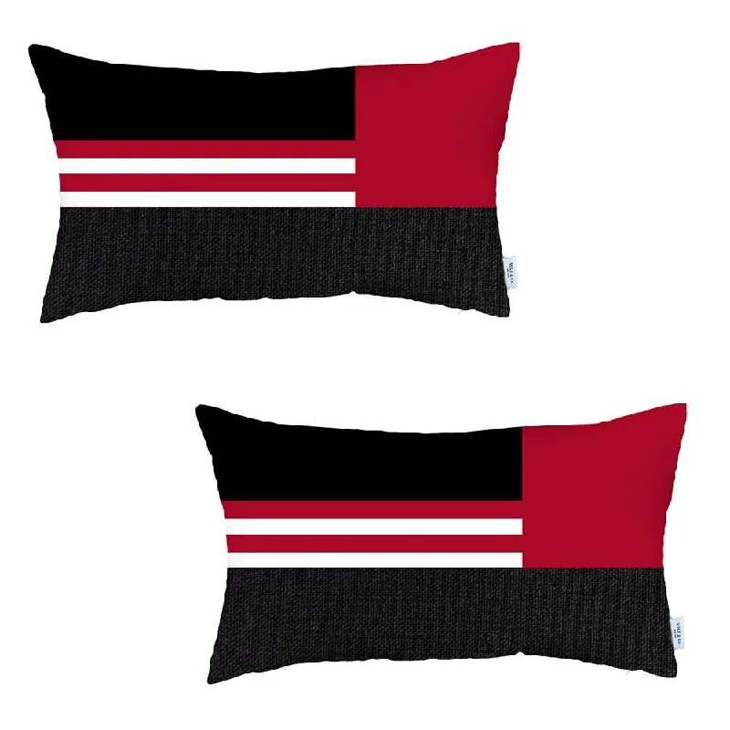 Feather Pillows for a Luxurious SleepPlush Pillows for a Cozy BedSet Of 2 Red Geometric Lumbar Pillow Covers