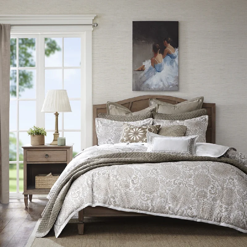 Down - filled comforters for supreme warmth and lightnessMadison Park Signature Sophia Ivory/Taupe Jacquard Comforter Set Down - filled comforters for supreme warmth and lightnessMadison Park Signature Sophia Ivory/Taupe Jacquard Comforter Set