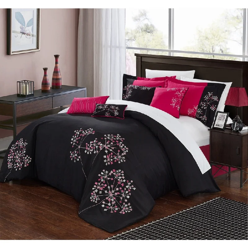 Microfiber - filled comforters that are lightweight and easy to care forChic Home Petunia Balck 12-Piece Bed in a Bag Comforter Set Microfiber - filled comforters that are lightweight and easy to care forChic Home Petunia Balck 12-Piece Bed in a Bag Comforter Set