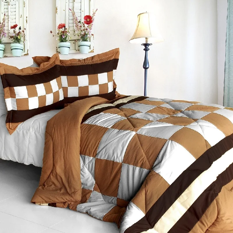 Full - size comforters suitable for full - sized beds in guest rooms or small bedroomsHappy Song Quilted Patchwork Down Alternative Comforter Set (Twin Size)