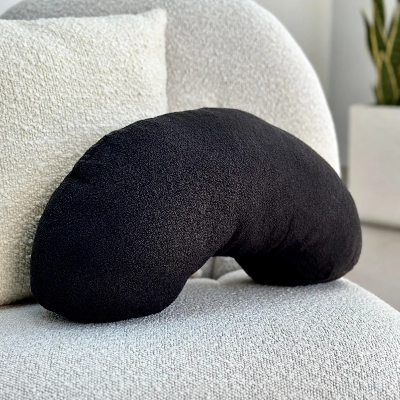 Back Support Pillows for Office ChairsRound Pillows for Boho-Style InteriorsBouclé Black Arch Throw Pillow Back Support Pillows for Office ChairsRound Pillows for Boho-Style InteriorsBouclé Black Arch Throw Pillow