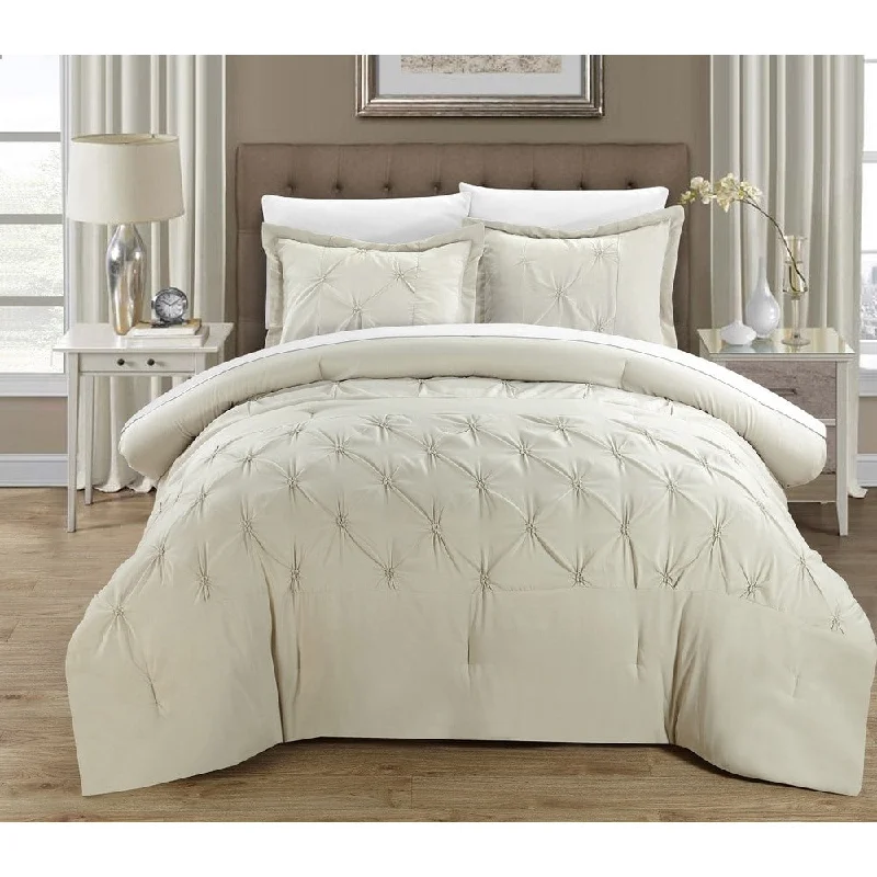 Silk - filled comforters for a luxurious and smooth touchChic Home Veronica Beige 12-Piece Bed in a Bag Comforter Set