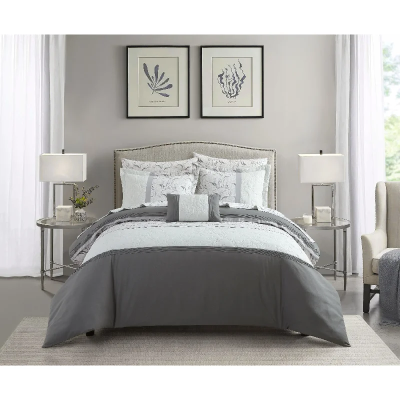 Latex - filled comforters with a bouncy texture and good supportChic Home Ira 8 Piece Color block Comforter Set Latex - filled comforters with a bouncy texture and good supportChic Home Ira 8 Piece Color block Comforter Set
