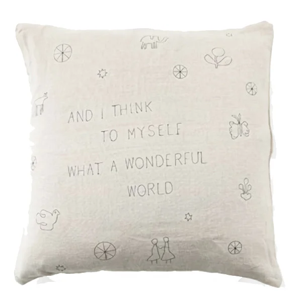 Back Support Pillows for Office ChairsMemory Foam Pillows for Neck SupportPillow Collection - What A Wonderful World (Stone Washed Linen) - 24”x24 Back Support Pillows for Office ChairsMemory Foam Pillows for Neck SupportPillow Collection - What A Wonderful World (Stone Washed Linen) - 24”x24