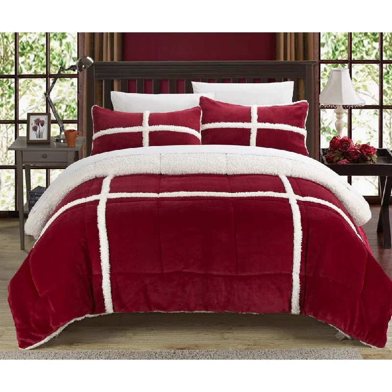 Queen - size comforters for standard queen - sized mattressesChic Home 3-Piece Chiron Mink, Sherpa Lined Comforter Set Queen - size comforters for standard queen - sized mattressesChic Home 3-Piece Chiron Mink, Sherpa Lined Comforter Set