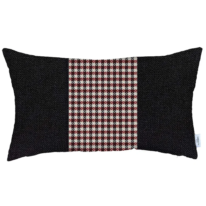 Back Support Pillows for Office ChairsCotton Pillows for Natural Comfort12" X 20" Black And Red Houndstooth Zippered Handmade Polyester Lumbar Pillow Cover Back Support Pillows for Office ChairsCotton Pillows for Natural Comfort12" X 20" Black And Red Houndstooth Zippered Handmade Polyester Lumbar Pillow Cover