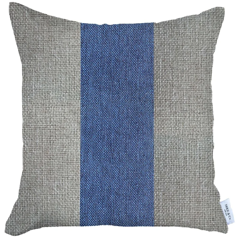 Down Alternative Pillows for Ethical ChoicesPlush Pillows for a Cozy Bed18" X 18" Grey And Blue Geometric Zippered Handmade Polyester Throw Pillow Cover Down Alternative Pillows for Ethical ChoicesPlush Pillows for a Cozy Bed18" X 18" Grey And Blue Geometric Zippered Handmade Polyester Throw Pillow Cover