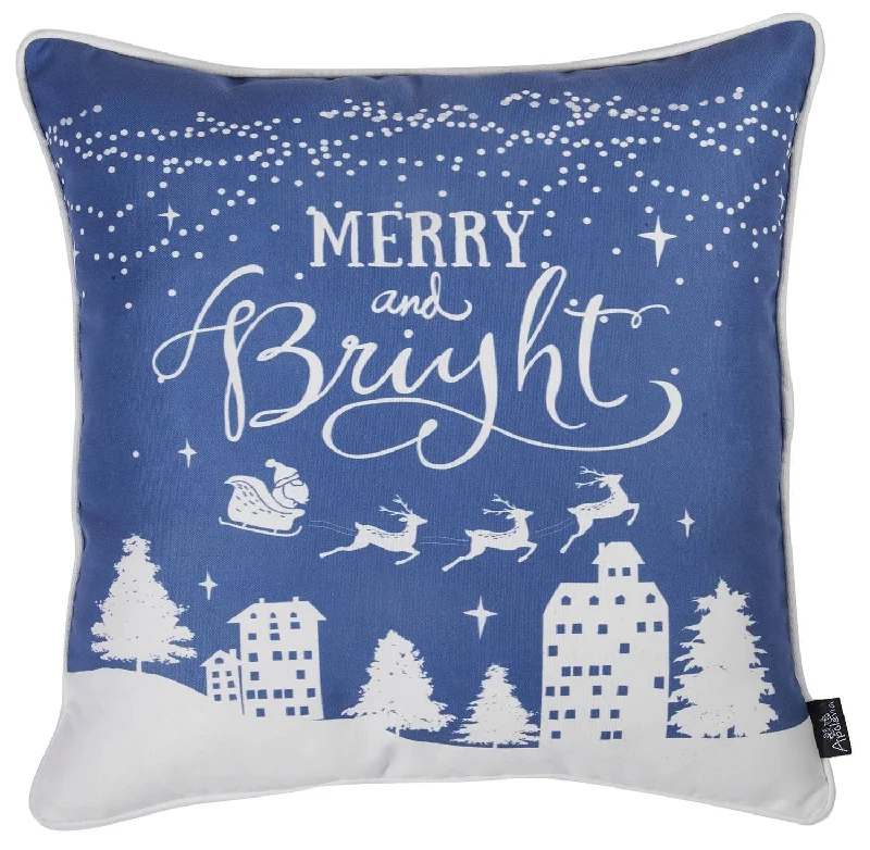 Adjustable Pillows for Customized ComfortAdjustable Pillows for Customized ComfortSet Of Four 18" X 18" Blue Zippered Polyester Christmas Reindeer Throw Pillow Cover