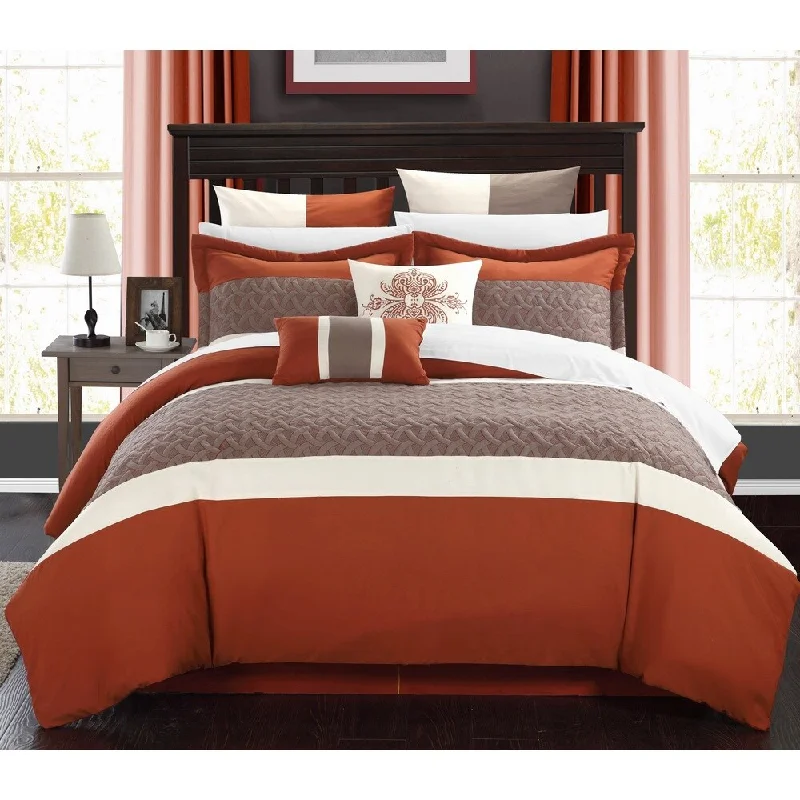Down - filled comforters for supreme warmth and lightnessChic Home Luana Brick Comforter 8-Piece Set Down - filled comforters for supreme warmth and lightnessChic Home Luana Brick Comforter 8-Piece Set