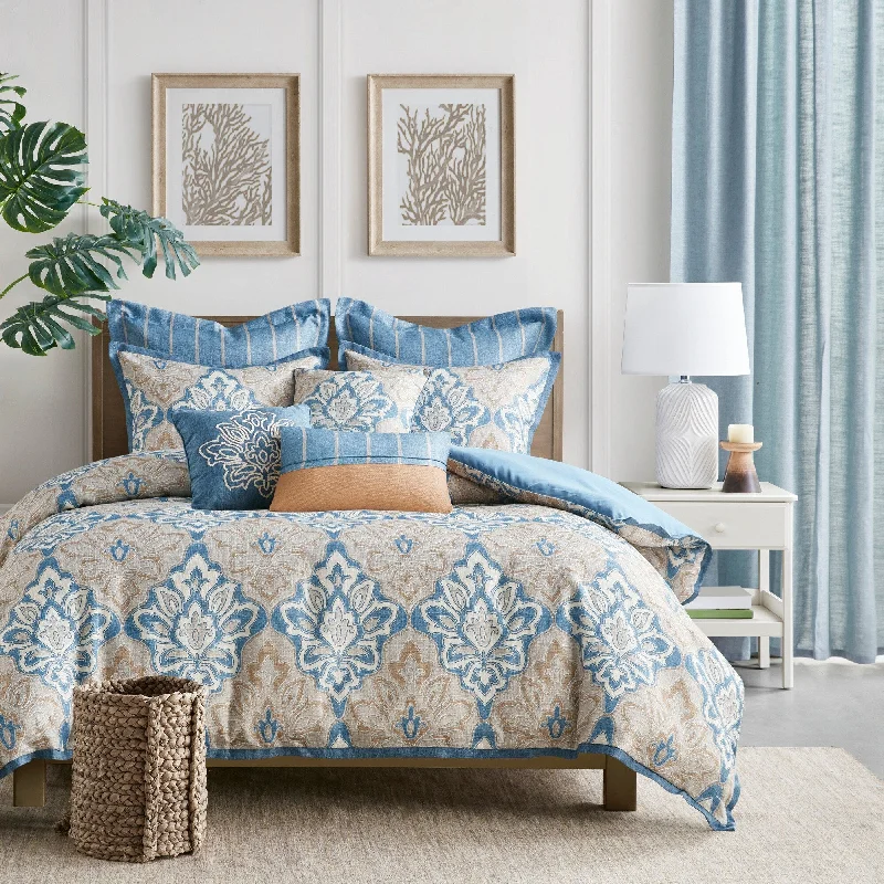 Wool - filled comforters with natural moisture - wicking and temperature - regulating featuresMadison Park Signature Caspian Blue Medallion Print Comforter Set Wool - filled comforters with natural moisture - wicking and temperature - regulating featuresMadison Park Signature Caspian Blue Medallion Print Comforter Set