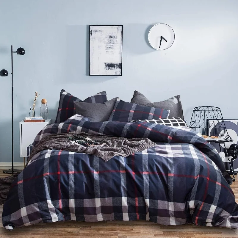 Microfiber - filled comforters that are lightweight and easy to care forNavy Blue Plaid Comforter Set Buffalo Checkered Bedding Set Microfiber - filled comforters that are lightweight and easy to care forNavy Blue Plaid Comforter Set Buffalo Checkered Bedding Set