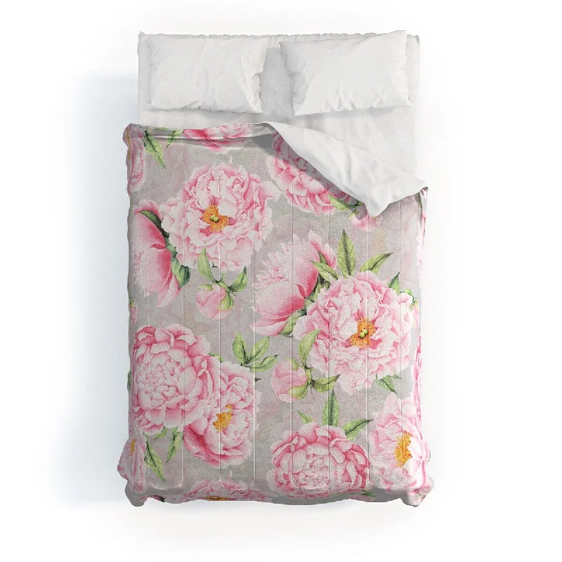 Bamboo - fiber - filled comforters with antibacterial and breathable qualitiesUtart Hygge Blush Pink Peonies Pattern On Gray Made To Order Full Comforter Bamboo - fiber - filled comforters with antibacterial and breathable qualitiesUtart Hygge Blush Pink Peonies Pattern On Gray Made To Order Full Comforter