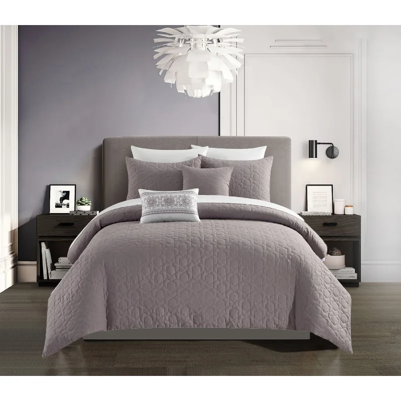 Down - filled comforters for supreme warmth and lightnessChic Home Dacey 5 Piece Geometric Hexagonal Pattern Comforter Set Down - filled comforters for supreme warmth and lightnessChic Home Dacey 5 Piece Geometric Hexagonal Pattern Comforter Set