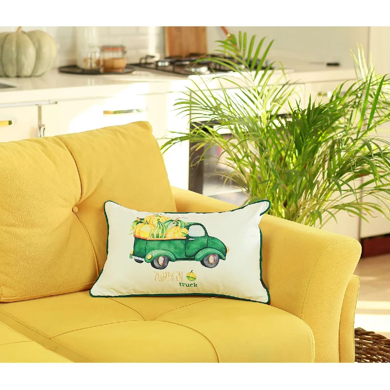 Firm Pillows for Side SleepersPlush Pillows for a Cozy BedGreen Pumpkin Truck LumbarThrow Pillow Firm Pillows for Side SleepersPlush Pillows for a Cozy BedGreen Pumpkin Truck LumbarThrow Pillow