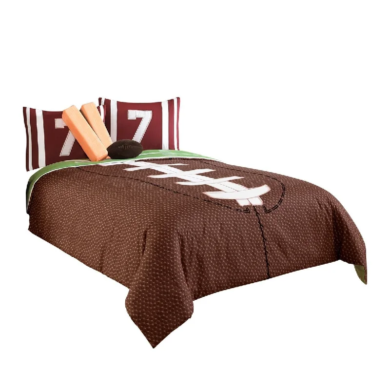 King - size comforters to fit large king - sized beds perfectly6 Piece Full Comforter Set with Football Field Print, Brown and Green King - size comforters to fit large king - sized beds perfectly6 Piece Full Comforter Set with Football Field Print, Brown and Green
