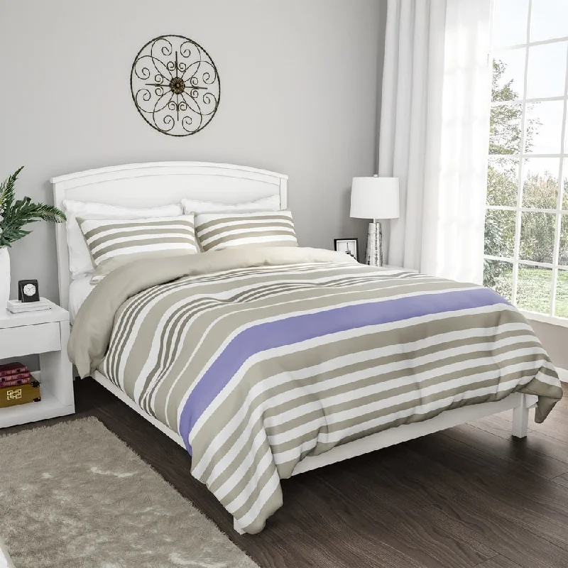 Wool - filled comforters with natural moisture - wicking and temperature - regulating features3-Piece Comforter Set- Hypoallergenic Polyester Microfiber Seaside Lavender Striped Down Blanket with Shams by Windsor Home Wool - filled comforters with natural moisture - wicking and temperature - regulating features3-Piece Comforter Set- Hypoallergenic Polyester Microfiber Seaside Lavender Striped Down Blanket with Shams by Windsor Home