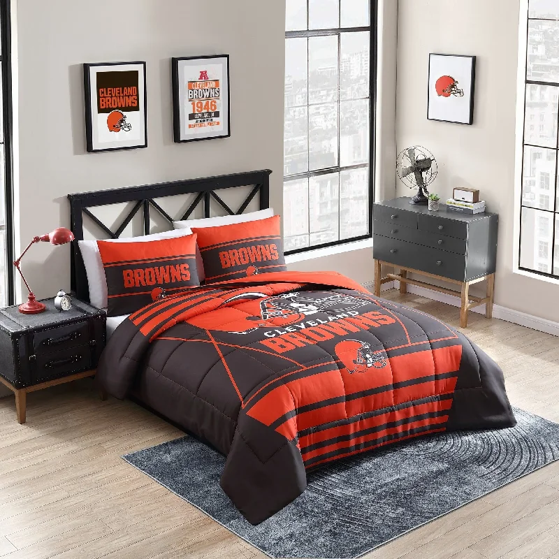 Synthetic - filled comforters like polyester for affordability and hypoallergenic propertiesCleveland Browns NFL Licensed "Crosser" Comforter & Sham Set Synthetic - filled comforters like polyester for affordability and hypoallergenic propertiesCleveland Browns NFL Licensed "Crosser" Comforter & Sham Set