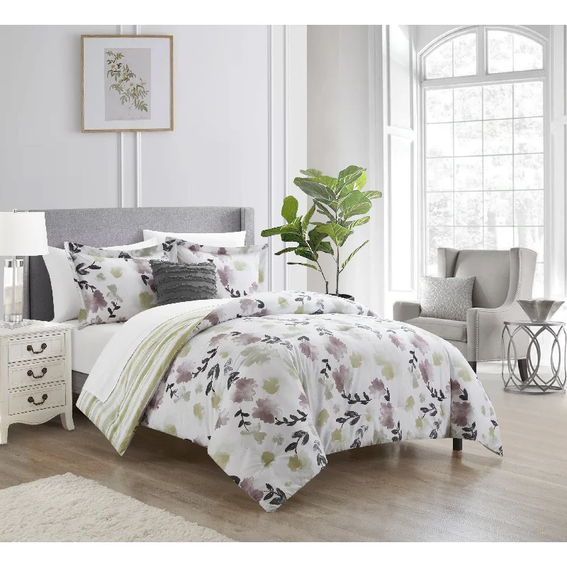 Bamboo - fiber - filled comforters with antibacterial and breathable qualitiesChic Home Devlen 4 Piece Painted Watercolor Floral Print Comforter Set Bamboo - fiber - filled comforters with antibacterial and breathable qualitiesChic Home Devlen 4 Piece Painted Watercolor Floral Print Comforter Set