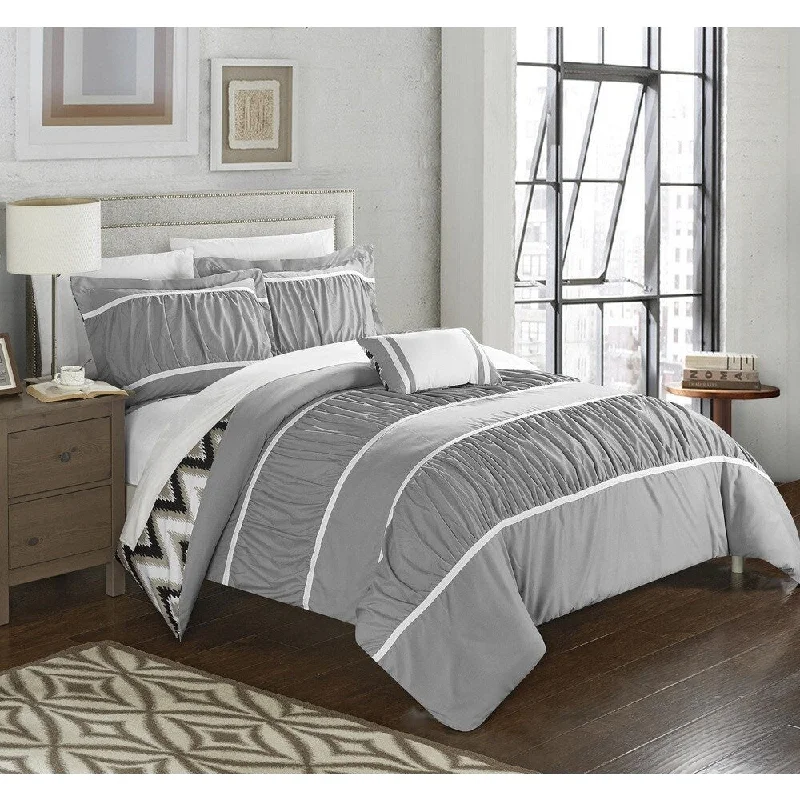 Down - filled comforters for supreme warmth and lightnessChic Home 4-Piece Brooks Grey Comforter Set Down - filled comforters for supreme warmth and lightnessChic Home 4-Piece Brooks Grey Comforter Set