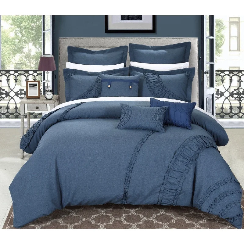 Down - filled comforters for supreme warmth and lightnessChic Home Dearly 8-piece Linen Oversized Comforter Set Down - filled comforters for supreme warmth and lightnessChic Home Dearly 8-piece Linen Oversized Comforter Set