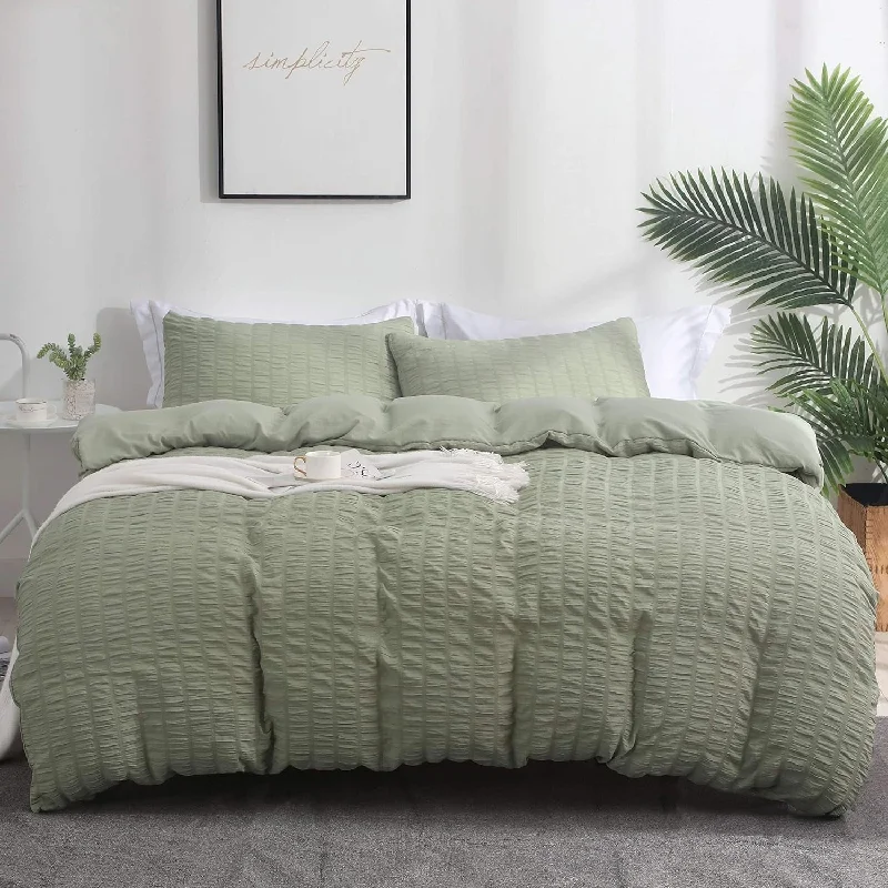 Bamboo - fiber - filled comforters with antibacterial and breathable qualitiesSeersucker Duvet Cover Set King Size, 3 Pieces (1 Duvet Cover 2 Pillow Cases) Bamboo - fiber - filled comforters with antibacterial and breathable qualitiesSeersucker Duvet Cover Set King Size, 3 Pieces (1 Duvet Cover 2 Pillow Cases)
