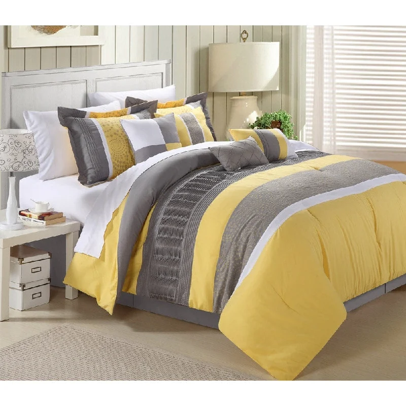Microfiber - filled comforters that are lightweight and easy to care forChic Home Euphrasia 12-Piece Bed-in-a-Bag Comforter Set Microfiber - filled comforters that are lightweight and easy to care forChic Home Euphrasia 12-Piece Bed-in-a-Bag Comforter Set