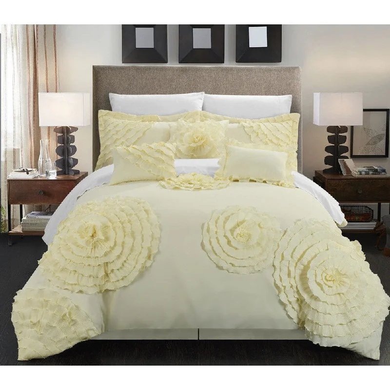 Synthetic - filled comforters like polyester for affordability and hypoallergenic propertiesChic Home 7-piece Buxton Beige Oversized Comforter Set Synthetic - filled comforters like polyester for affordability and hypoallergenic propertiesChic Home 7-piece Buxton Beige Oversized Comforter Set