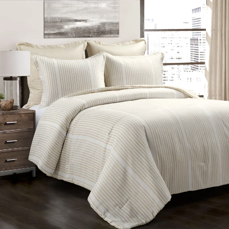 Microfiber - filled comforters that are lightweight and easy to care forLush Decor Farmhouse Drew Stripe Silver-Infused Antimicrobial 5 Piece Comforter Set Microfiber - filled comforters that are lightweight and easy to care forLush Decor Farmhouse Drew Stripe Silver-Infused Antimicrobial 5 Piece Comforter Set