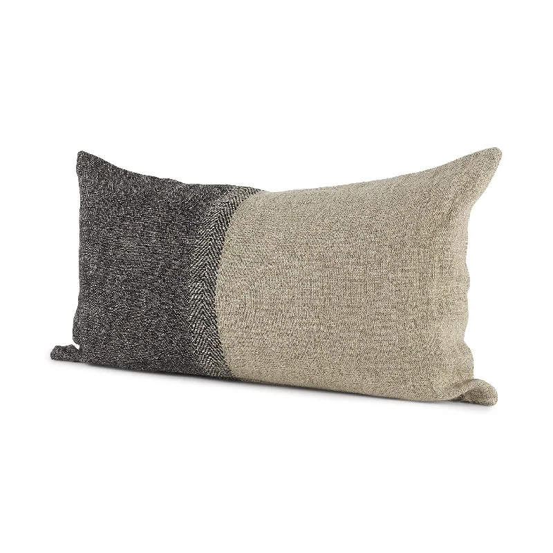 Cotton Pillows for Natural ComfortDecorative Pillows for Living Room MakeoverBlack And Gray Two Tone Lumbar Pillow Cover Cotton Pillows for Natural ComfortDecorative Pillows for Living Room MakeoverBlack And Gray Two Tone Lumbar Pillow Cover