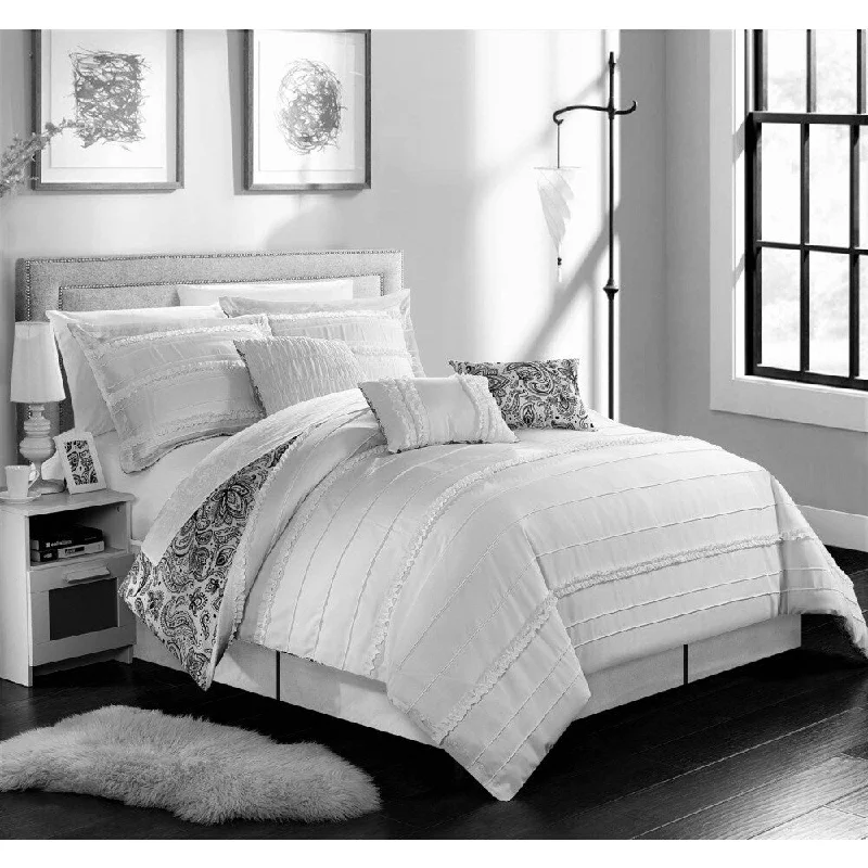 King - size comforters to fit large king - sized beds perfectlyChic Home Maeve White Comforter 7-Piece Set King - size comforters to fit large king - sized beds perfectlyChic Home Maeve White Comforter 7-Piece Set