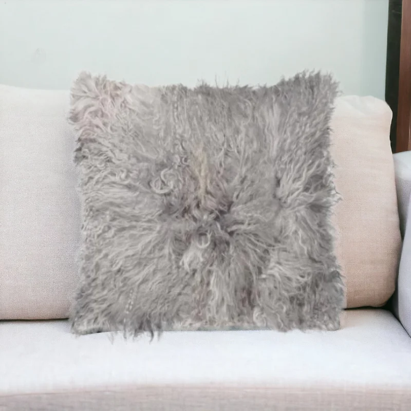 Bolster Pillows for Sofa DecorationFeather Pillows for a Luxurious Sleep18" Gray Sheepskin Throw Pillow Bolster Pillows for Sofa DecorationFeather Pillows for a Luxurious Sleep18" Gray Sheepskin Throw Pillow
