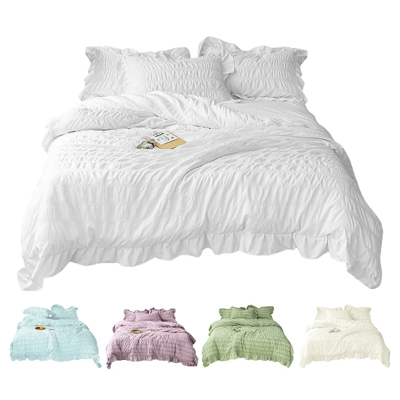 Latex - filled comforters with a bouncy texture and good support3-Piece Ruffled Comforter Set with Pillow Shams Chic Bedding Latex - filled comforters with a bouncy texture and good support3-Piece Ruffled Comforter Set with Pillow Shams Chic Bedding