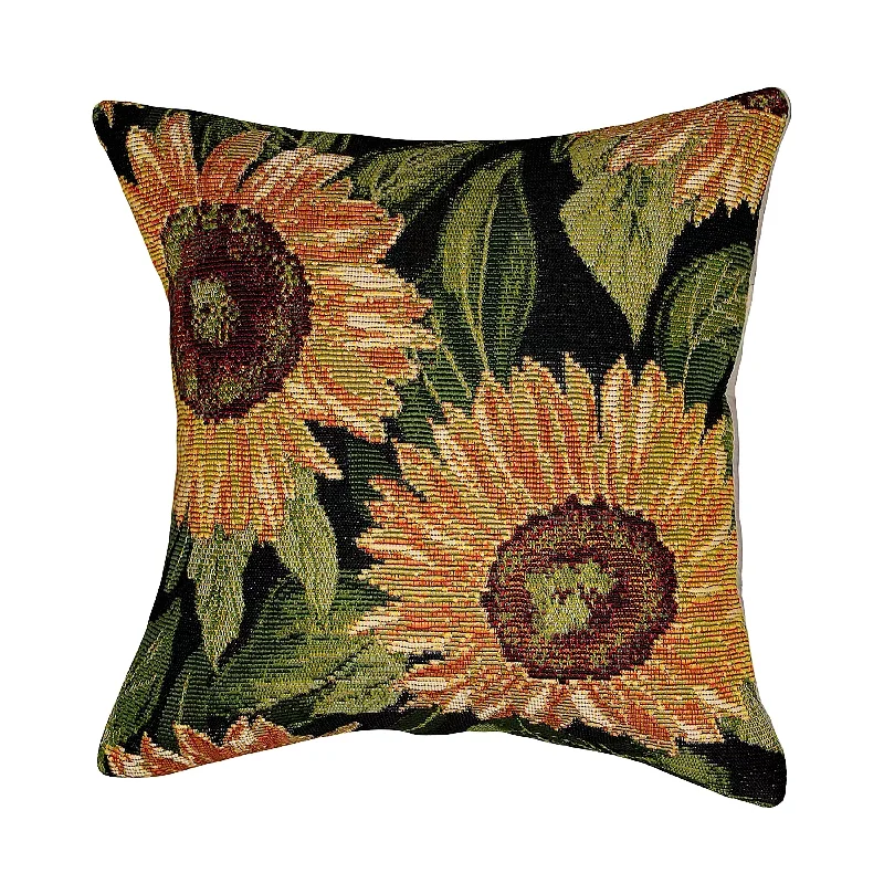 Feather Pillows for a Luxurious SleepRound Pillows for Boho-Style InteriorsIndoor/Outdoor Black Sunflower Polypropylene Throw Pillow Feather Pillows for a Luxurious SleepRound Pillows for Boho-Style InteriorsIndoor/Outdoor Black Sunflower Polypropylene Throw Pillow